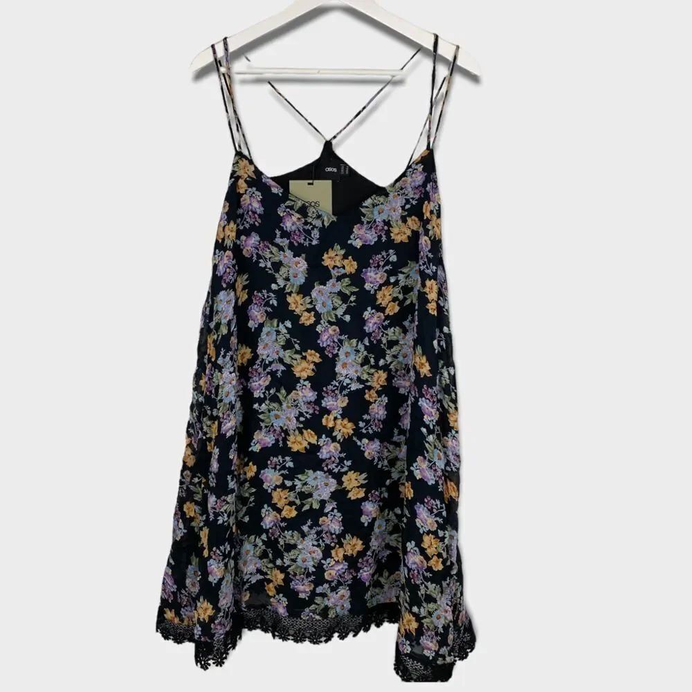 ASOS cami double strap babydoll dress size 10 with crochet hem NEW